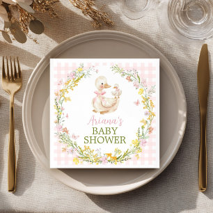 Rosa Alberner Gänseblümchen-Mädchen-Baby-Party Serviette