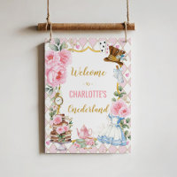 Rosa Alice im Wunderland 1. Geburtstag Willkommen