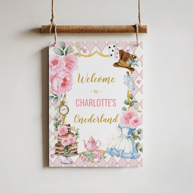 Rosa Alice im Wunderland 1. Geburtstag Willkommen Poster (Von Creator hochgeladen)