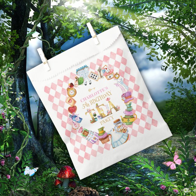 Rosa Alice im Wunderland 5. Geburtstag   Geschenktütchen (Von Creator hochgeladen)