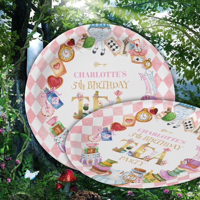 Rosa Alice im Wunderland 5. Geburtstag   Pappteller (Von Creator hochgeladen)