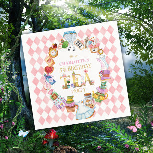 Rosa Alice im Wunderland 5. Geburtstag Serviette