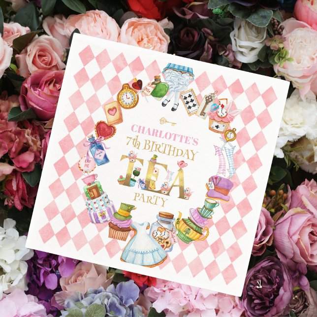 Rosa Alice im Wunderland 7. Geburtstag   Serviette (Von Creator hochgeladen)