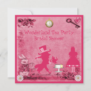 Rosa Alice im Wunderland Tee Party Brautparty Einladung