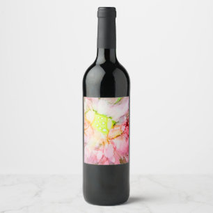 Rosa Alkohol Tinte Abstrakte Blume Weinetikett