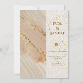 Rosa Alkohol-Tinte Glitter Goldene Hochzeitseinlad Einladung