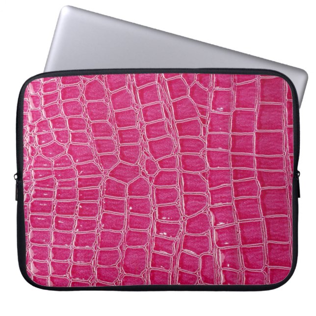 Rosa Alligator Gemusterte Textur Laptopschutzhülle (Vorderseite)