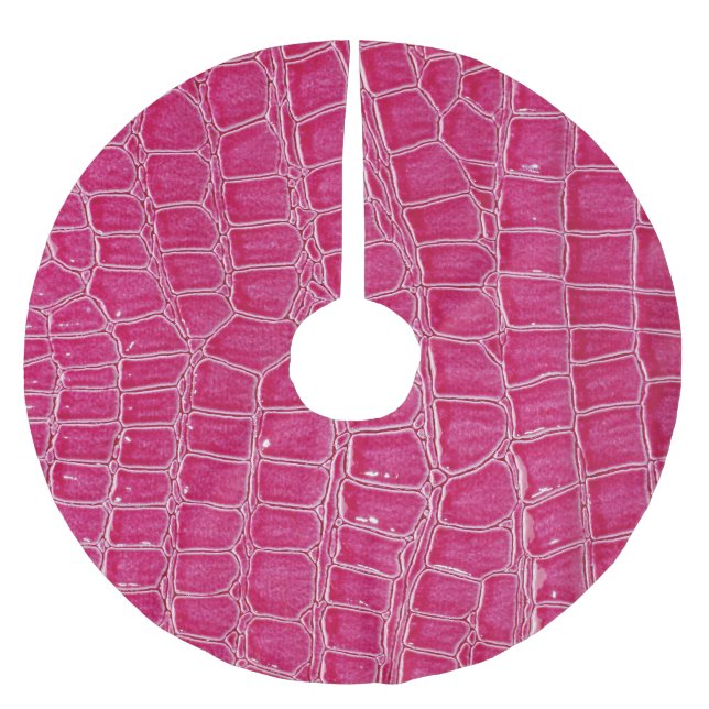 Rosa Alligator Gemusterte Textur Polyester Weihnachtsbaumdecke (Vorderseite)
