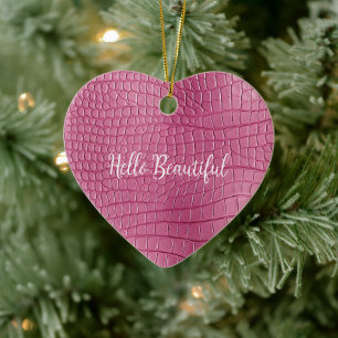 Rosa Alligator-Tierdruck Keramik Ornament