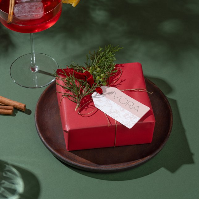 Rosa Allure Editierbare Röte Weibliche Markenbildu Geschenkanhänger (Von Creator hochgeladen)