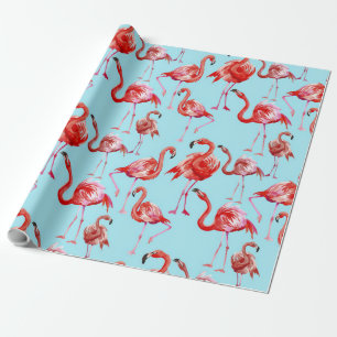 Rosa-Aloha Flamingo-Vogel-Muster auf aquamarinem Geschenkpapier
