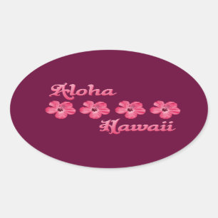 Rosa Aloha Hawaii Ovaler Aufkleber