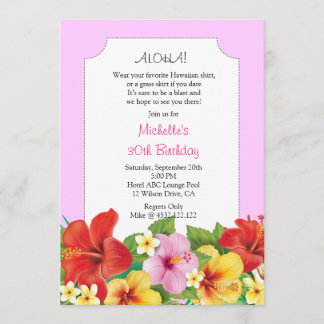 Rosa Aloha Luz Geburtstagsparty Einladung