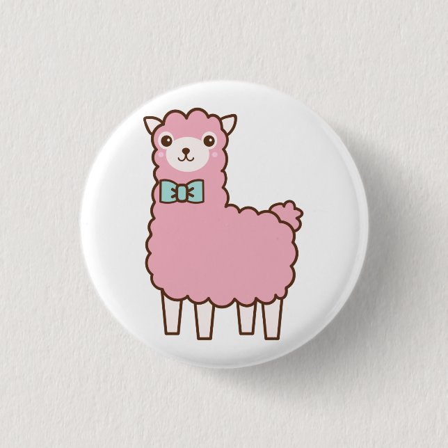 Rosa Alpaca-Tasten Button (Vorderseite)