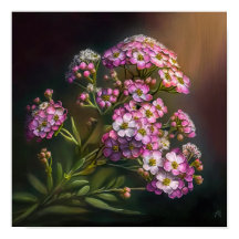 Rosa Alyssum Blume Art Print Poster