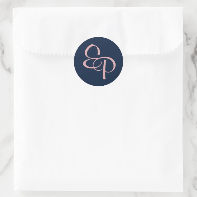 Rosa am Navy-Script-Monogram-Umschlag Aufkleber (Tasche)