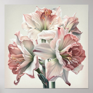Rosa Amaryllis Blume Art Print Poster