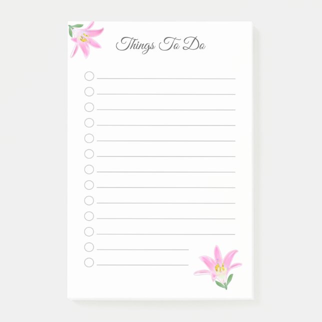 Rosa Amaryllis-Blumen Dinge zu tun Post-it Klebezettel (Vorderseite)