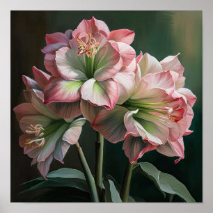 Rosa Amaryllis-Blumen-Kunstposter Poster
