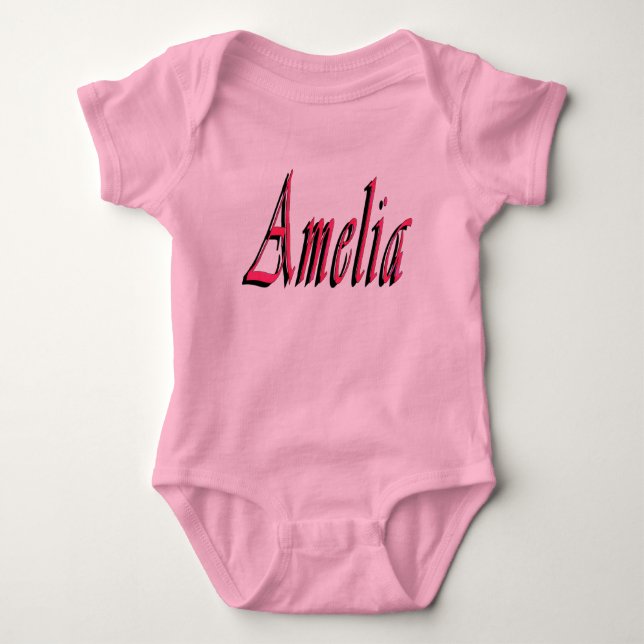 Rosa Amelia Girls Name Logo Baby Bodysuit Strampler (Vorderseite)