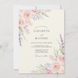 Rosa Amethyst Blütenhochzeit Einladung