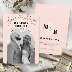 Rosa Ampersand Schwarz-Weiß-Foto-Hochzeit Save The Date