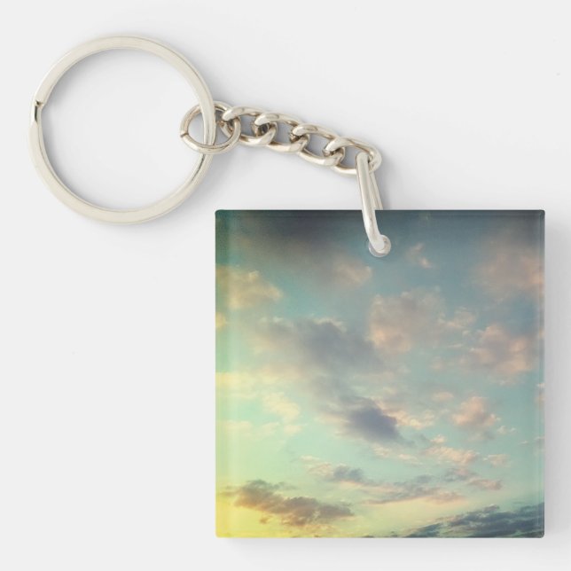 Rosa an den Wolken Schlüsselanhänger (Vorderseite)
