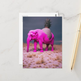 Rosa Ananas Elefant Surrealismus Postkarte