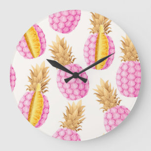 Rosa Ananas: Hochdetaillierte Vintage Große Wanduhr