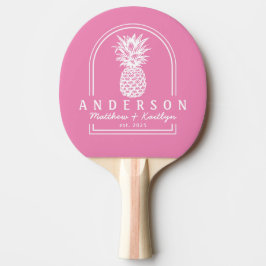 Rosa Ananas Hochzeitsbogen & Name Tischtennis Schläger