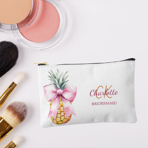 Rosa Ananas, tropische Monogramm-Bridesmaid Zubehörtasche