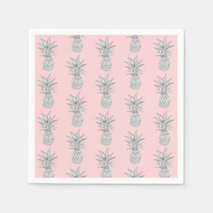 Rosa Ananas tropisches Muster Serviette