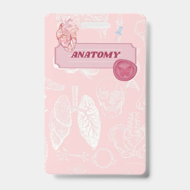 Rosa Anatomie Medizin Student Ästhetik Design Ausweis (Vorderseite)