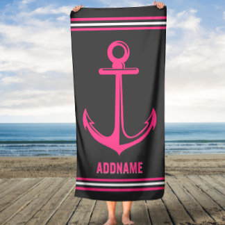 Rosa Anchor-Individuelle Name Strandtuch