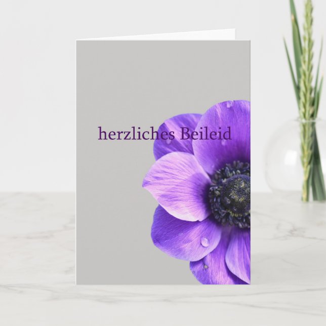 Rosa Anemone Beileid Karte (Vorderseite)