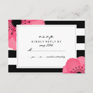 Rosa Anemone Bläserschwarz + Weiße Streifen UAWG RSVP Karte