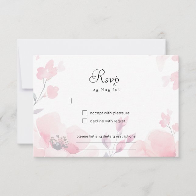 Rosa Anemone Bloral Wedding RSVP Card (Vorderseite)