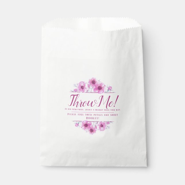 Rosa Anemone Blume Hochzeit werfen mir Blätter Geschenktütchen (Vorderseite)