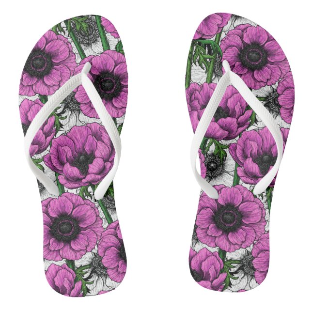 Rosa Anemone Flip Flops (Fußbett)