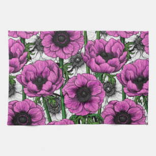 Rosa Anemone Geschirrtuch