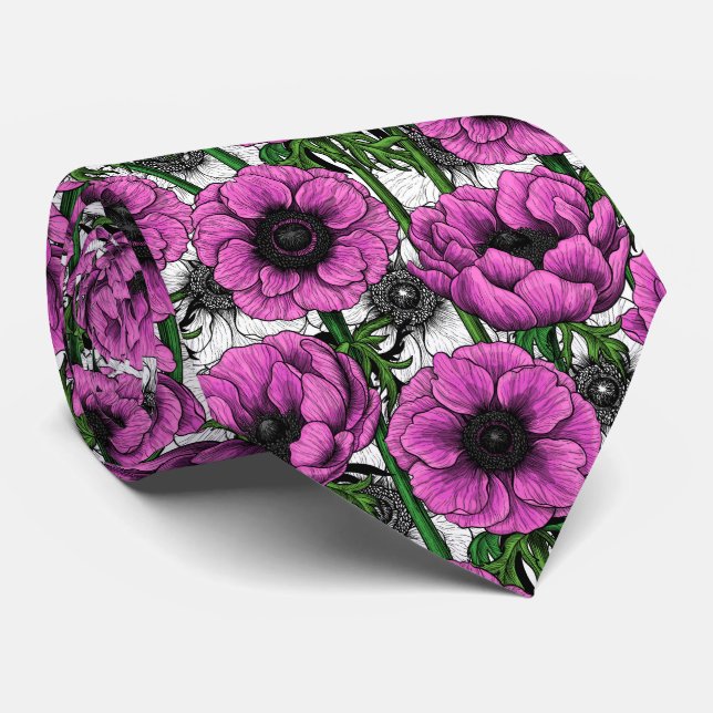 Rosa Anemone Krawatte (Gerollt)