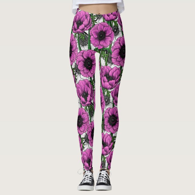 Rosa Anemone Leggings (Vorderseite)