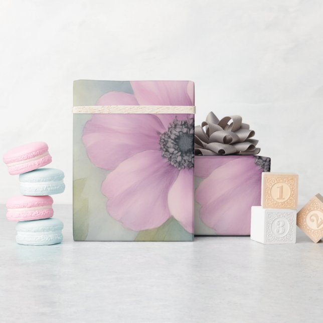Rosa Anemonen-Blumenverpackungspapier Geschenkpapier (Babyparty)