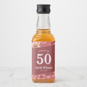 Rosa Anemonen Erwachsenengeburtstagsgeschenk für O Alkoholflaschenetikett