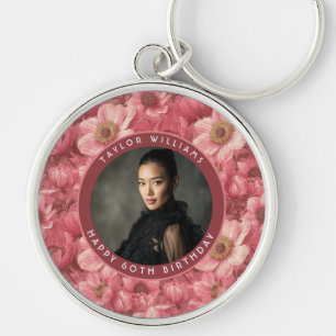 Rosa Anemonen Floral 70. Geburtstagsgeschenk für O Schlüsselanhänger