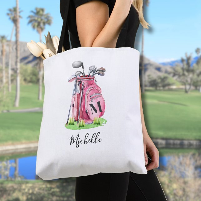 Rosa Anfangsbuchstabe Namensmonogramm (Pink Initial Name Monogram Tote Bag)