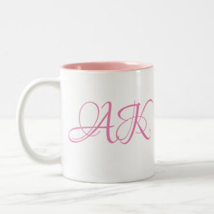 Rosa Anfangsmonogramm-Tasse - KUNDENGERECHT! Zweifarbige Tasse