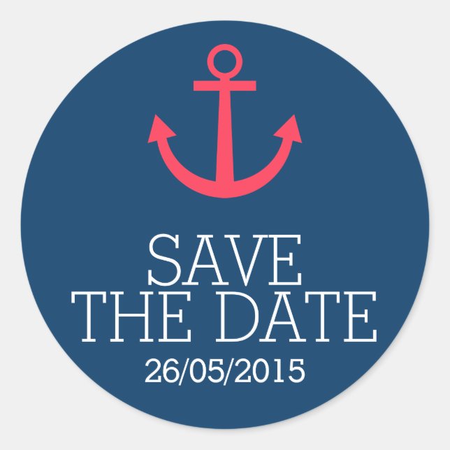 Rosa Anker Save the Date Aufkleber (Vorderseite)