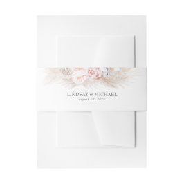 Rosa Anthurien und Pampas Gras Elegant Exotic Einladungsbanderole