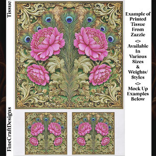 Rosa antike Pfingstrose & goldene Ornamentik EH8 D Seidenpapier
